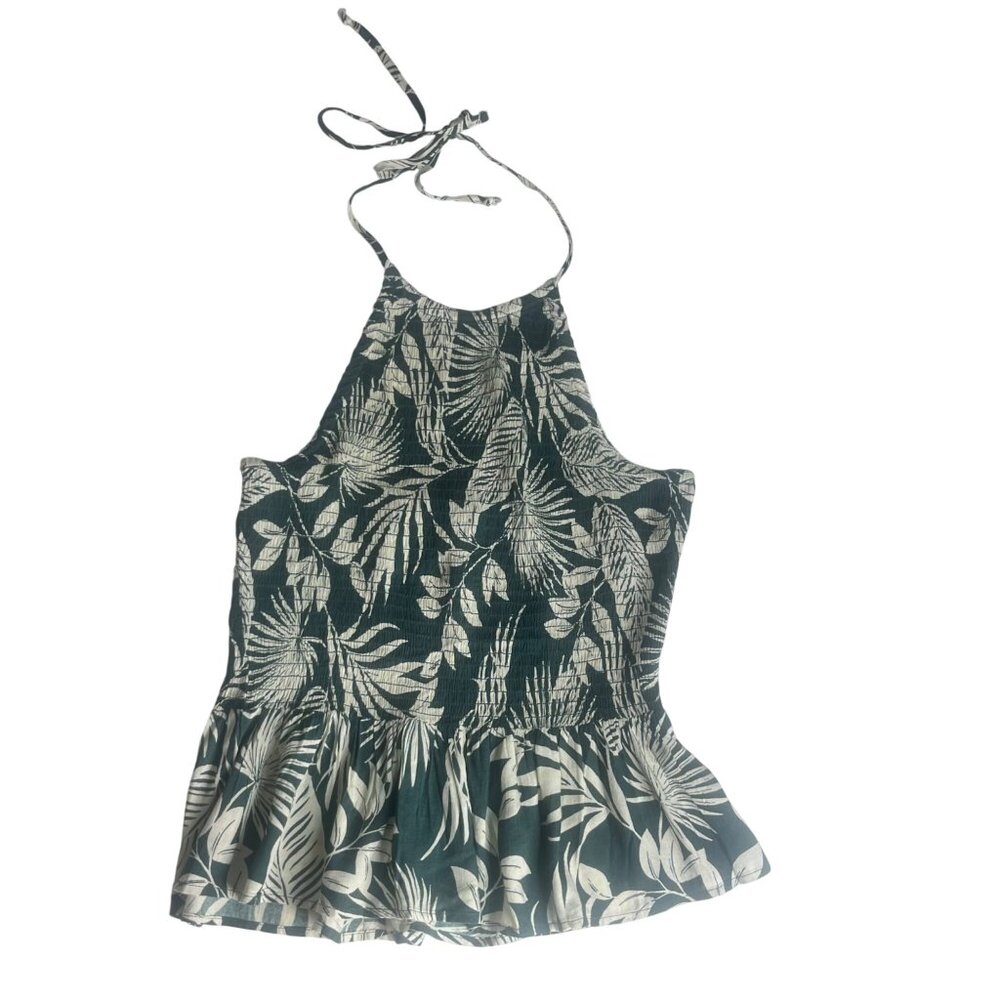 Patrons Of Peace Halter Top Large‎ Green New WOT Tropical Leaf Summer